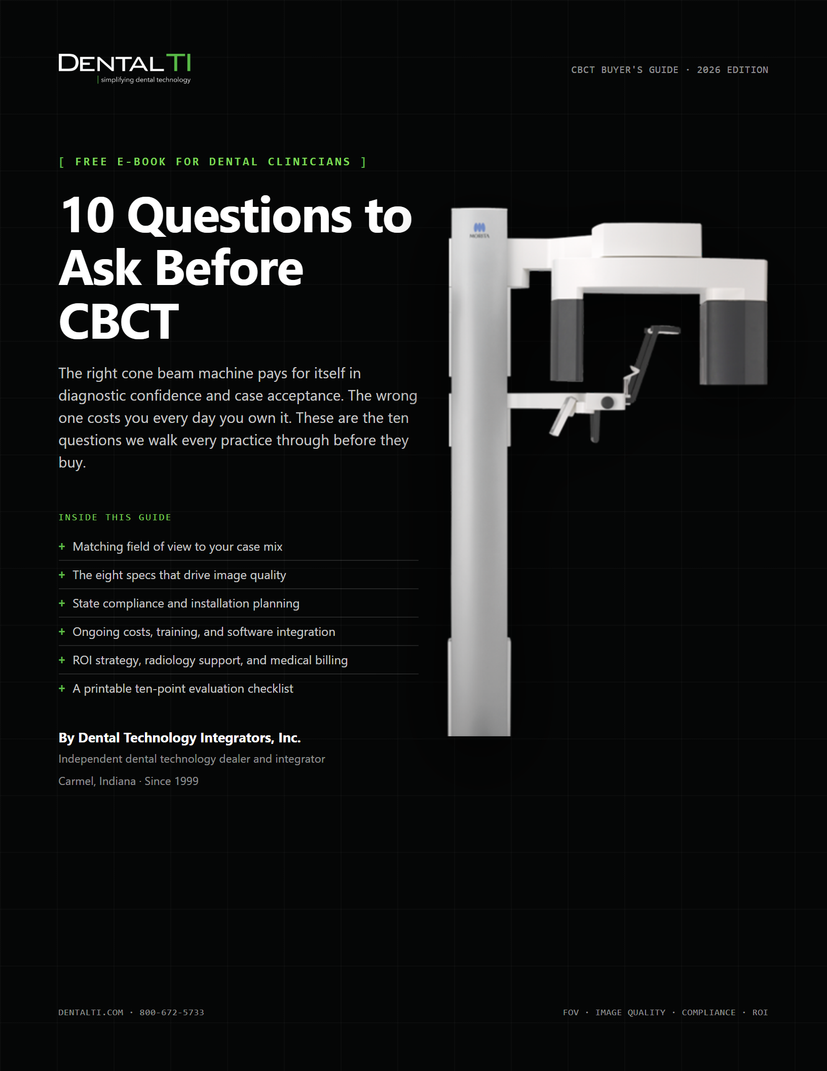 Cover of the Dental TI e-book: 10 Questions to Ask Before CBCT