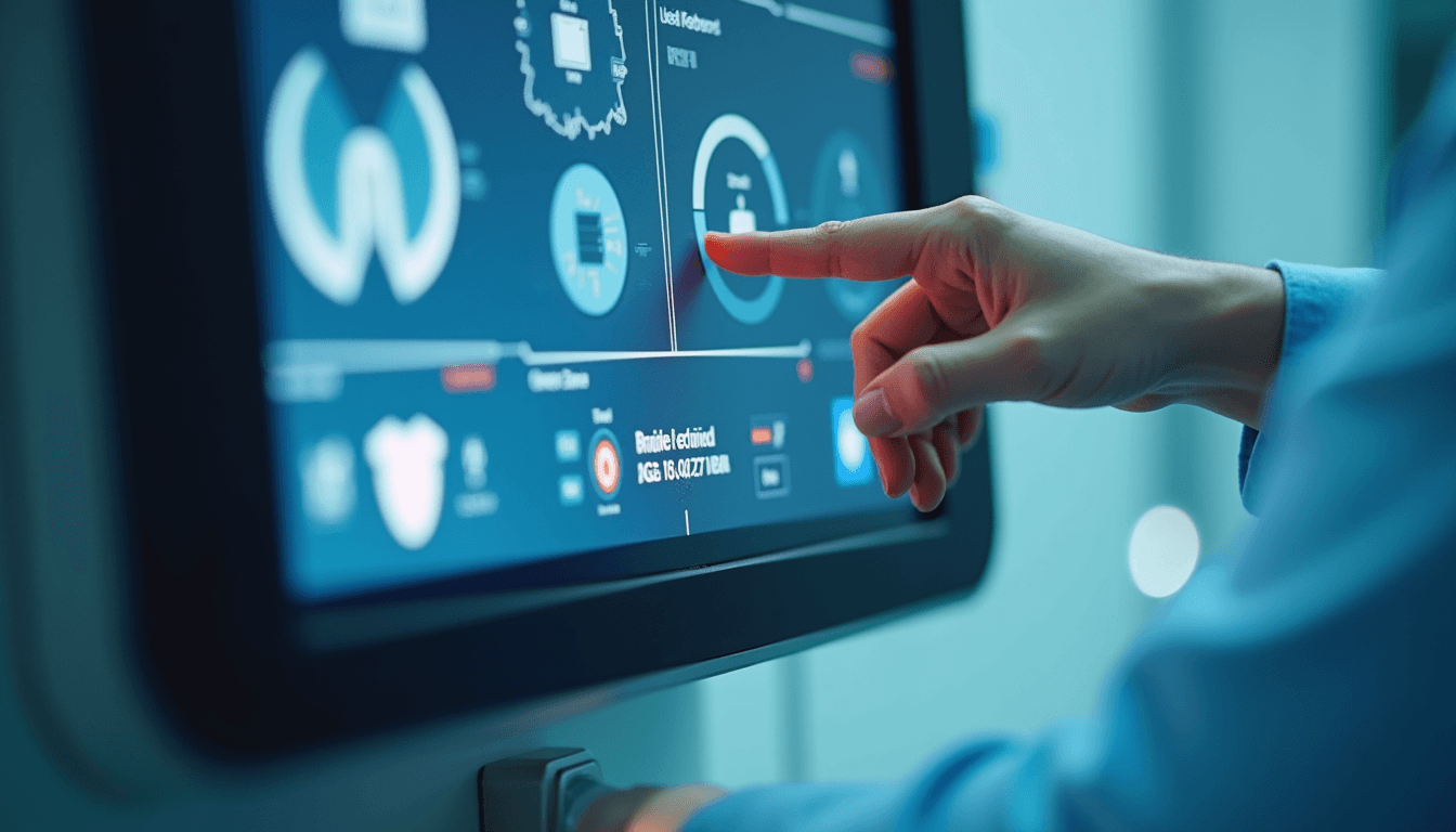 Close-up view of J Morita CBCT control panel with touchscreen interface