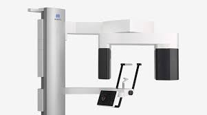 Product photo of a panoramic and cephalometric dental imaging unit on a white background.