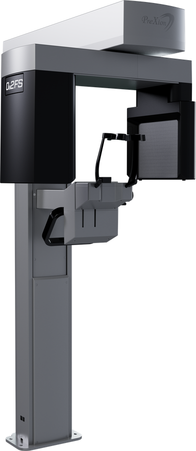 PreXion Excelsior Endo CBCT system, three-quarter view showing the 0.2FS scanner head